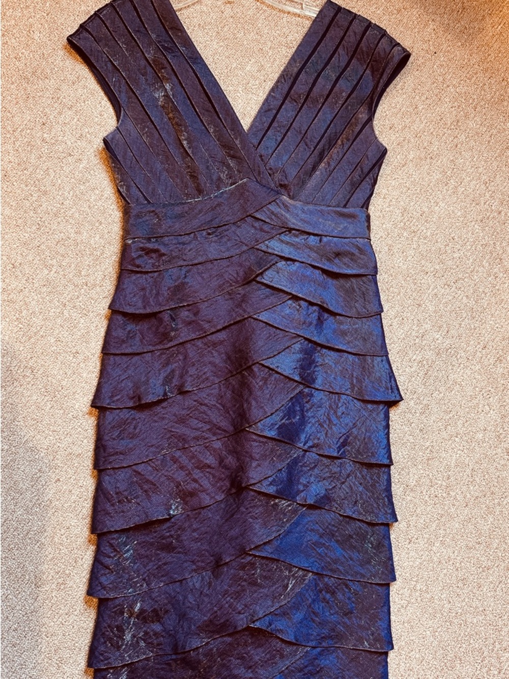 Cache Shimmery Purple Tiered Cocktail Dress Size 2